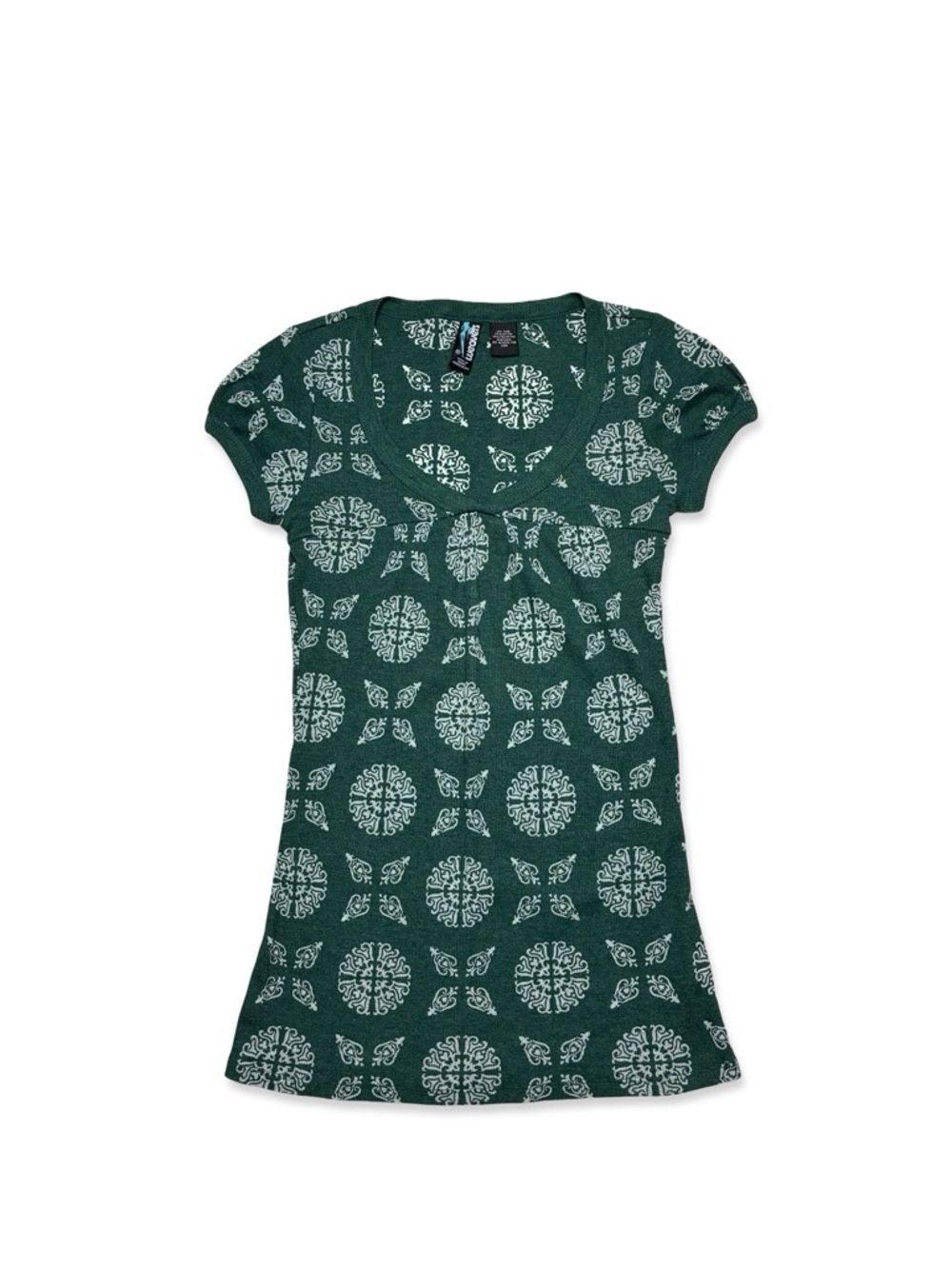 Weavers Y2K Green Ribbed Fitted Top
